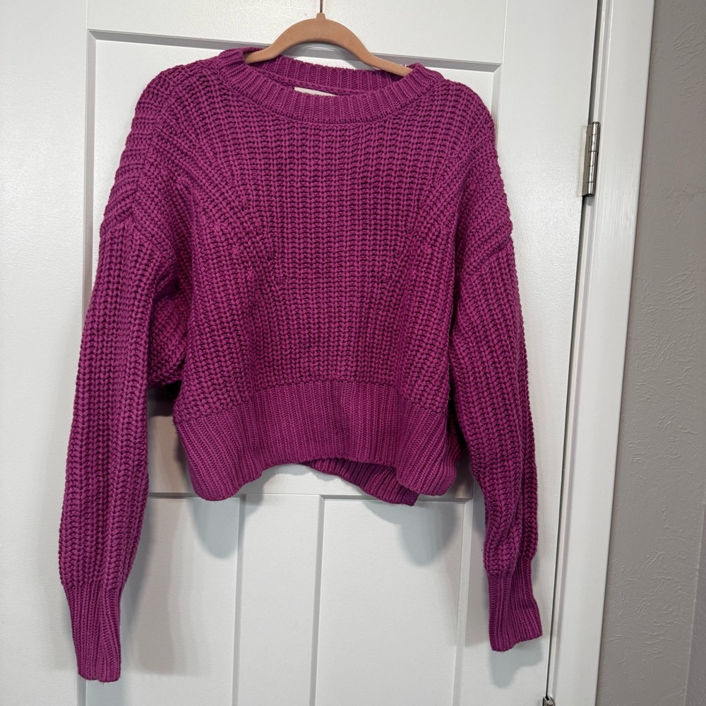 Jessica Simpson Purple Crew Neck Sweater Chunky Knit